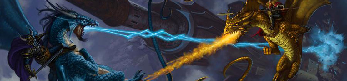 Two dragons in battle in the sky.